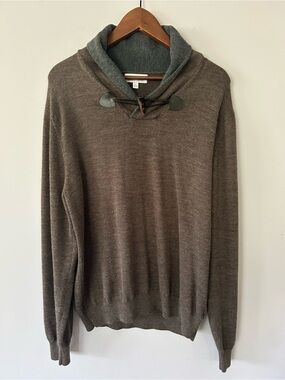 Quiet Luxury Toscano Firenze Made in Italy Brown Wool Toggle Sweater Sz XL GUC